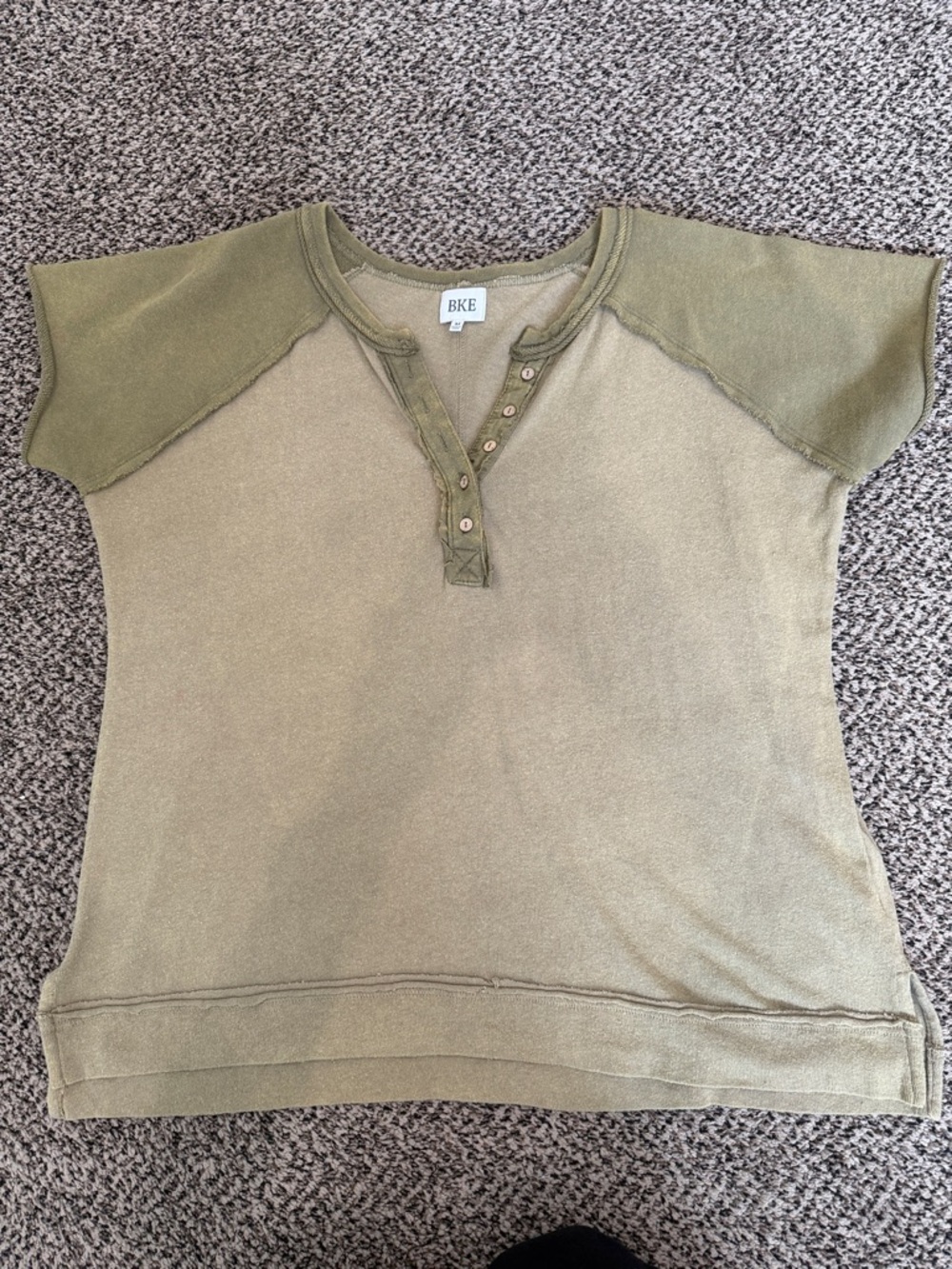BKE Two-Tone Olive Short Sleeve Henley